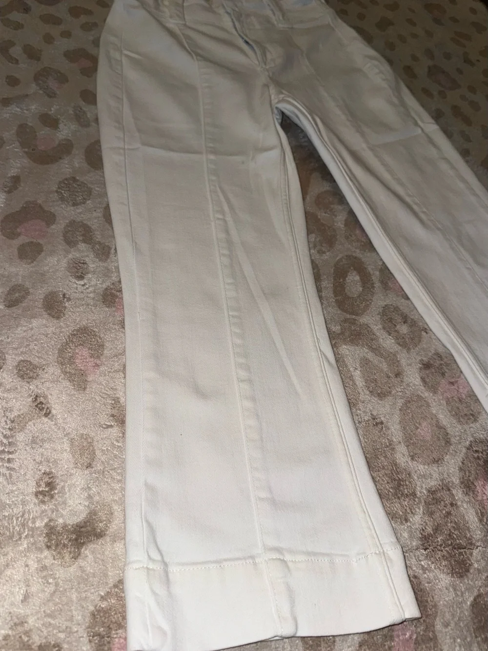 Pilcro White Cropped Straight-Leg Trousers
